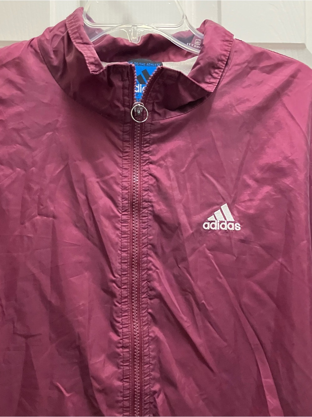 Vintage Adidas Stripe Hooded Windbreaker Jacket Maroon XL - Picture 2 of 4